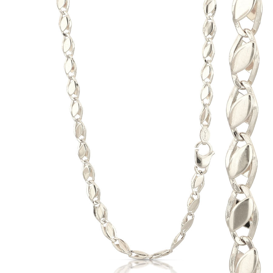 Catena da uomo rombi in oro bianco 18 kt