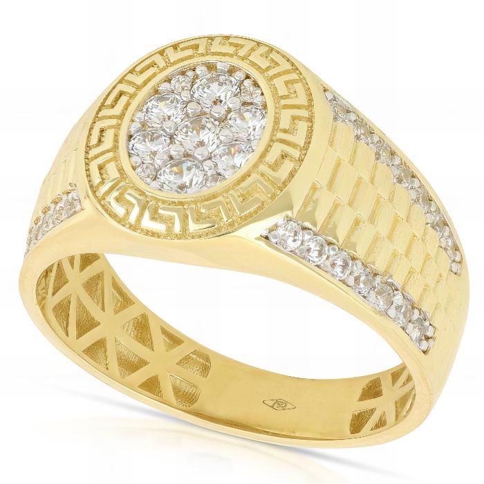 Anello Scudo con Greca in Oro