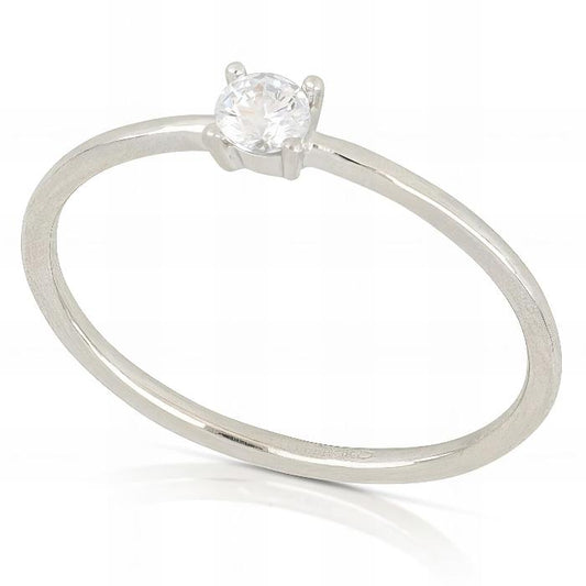 Anello Solitario In Oro Bianco