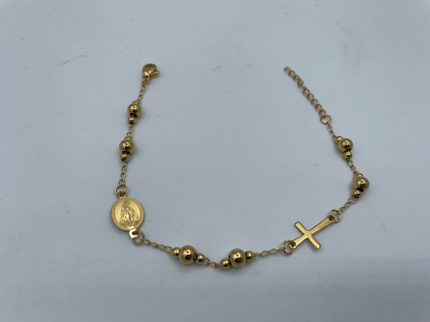 bracciale rosario in acciaio giallo