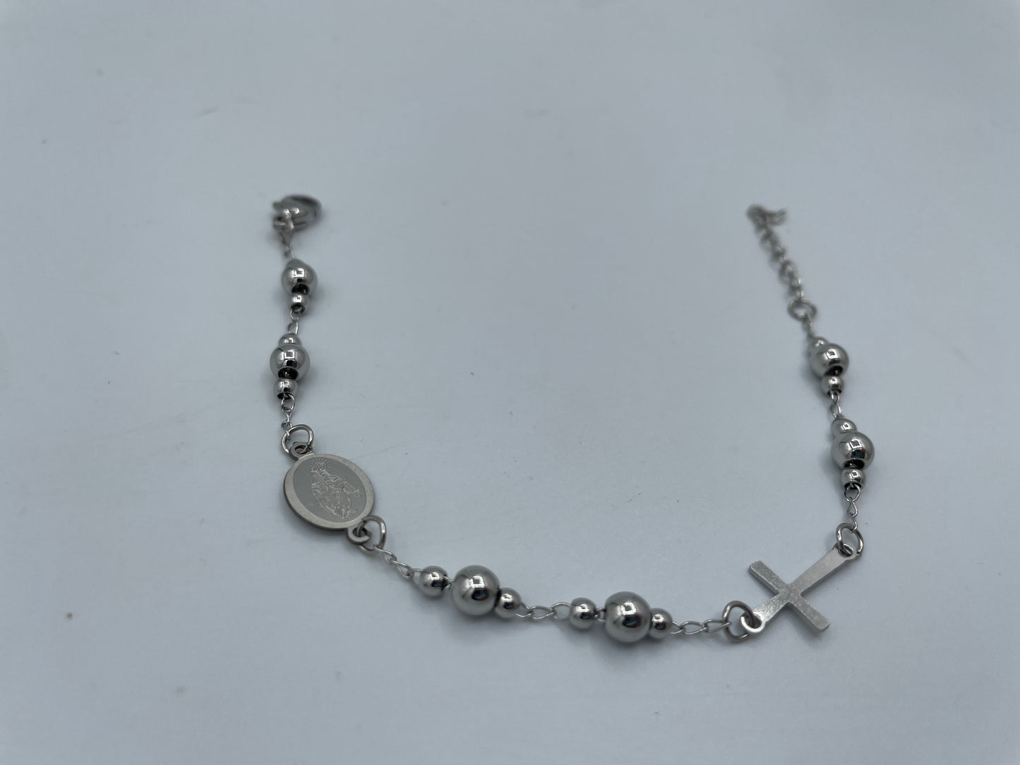 Bracciale Rosario in Acciaio Bianco