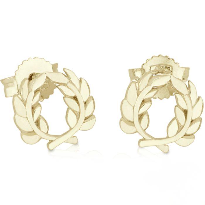 Orecchini corona di alloro in oro giallo da donna