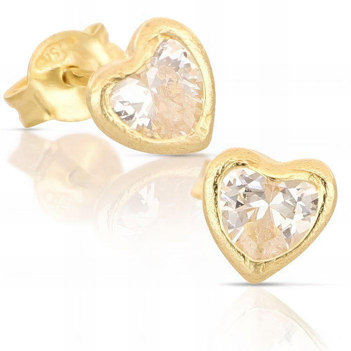 orecchini solitario a cuore in oro giallo