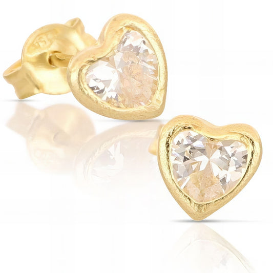 orecchini solitario a cuore in oro giallo