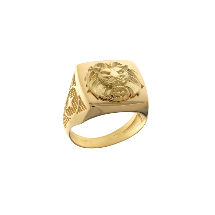 anello a scudo leona da 10.50gr in oro giallo