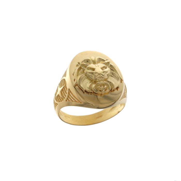 anello a scudo leone da 9,80 gr. in oro giallo