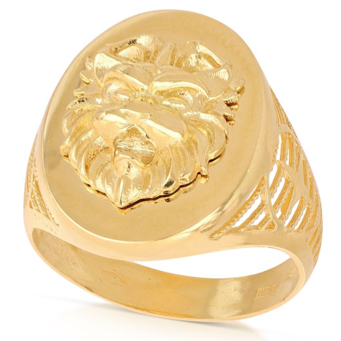 anello a scudo leone in oro giallo da 9,00 gr.