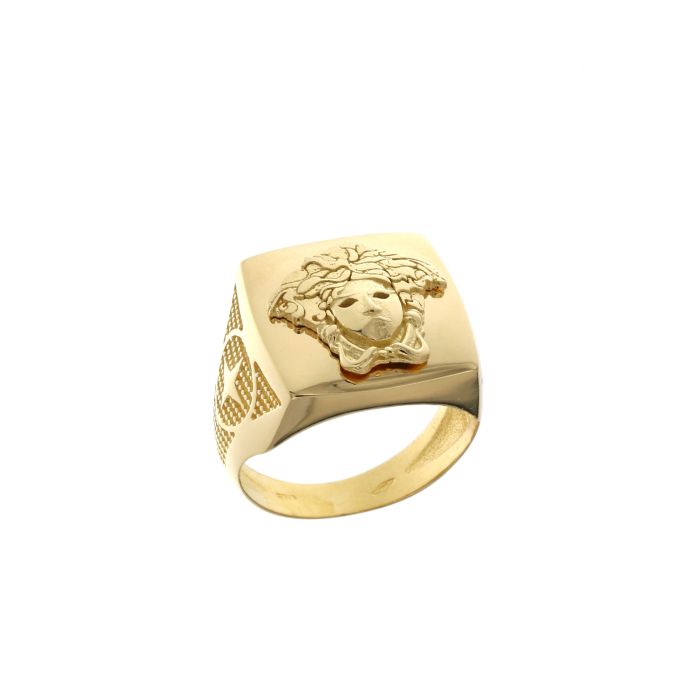 Anello da uomo in oro giallo con medusa