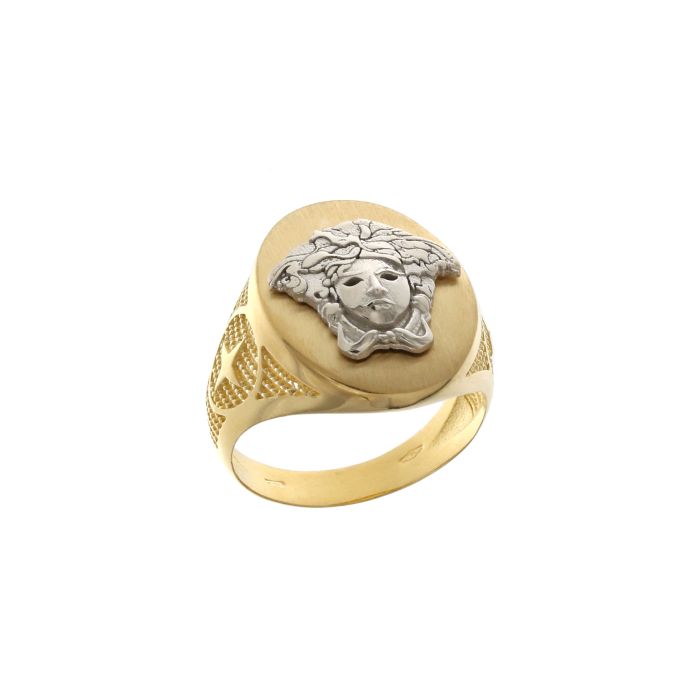 anello scudo medusa in oro bicolore da 8.80 gr
