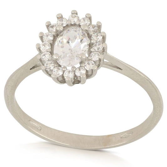 anello con pietra bianca in oro bianco da 1,60 gr.