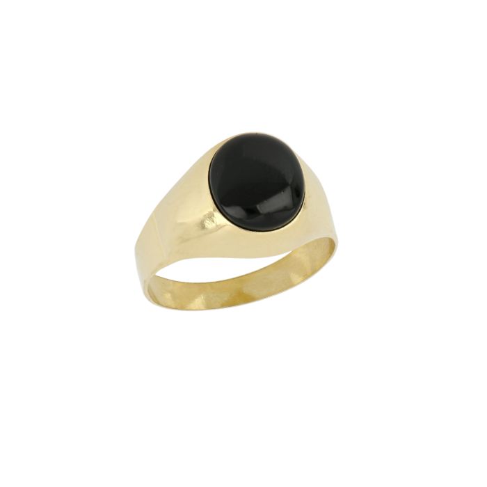anello con pietra nera in oro giallo da 4,40 gr.