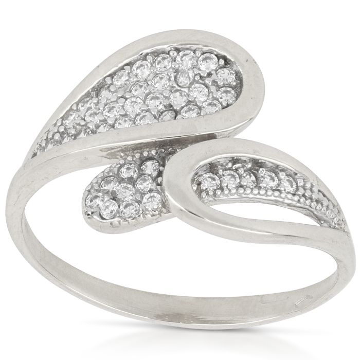 anello pavè con zirconi in oro bianco da 3,60 gr.