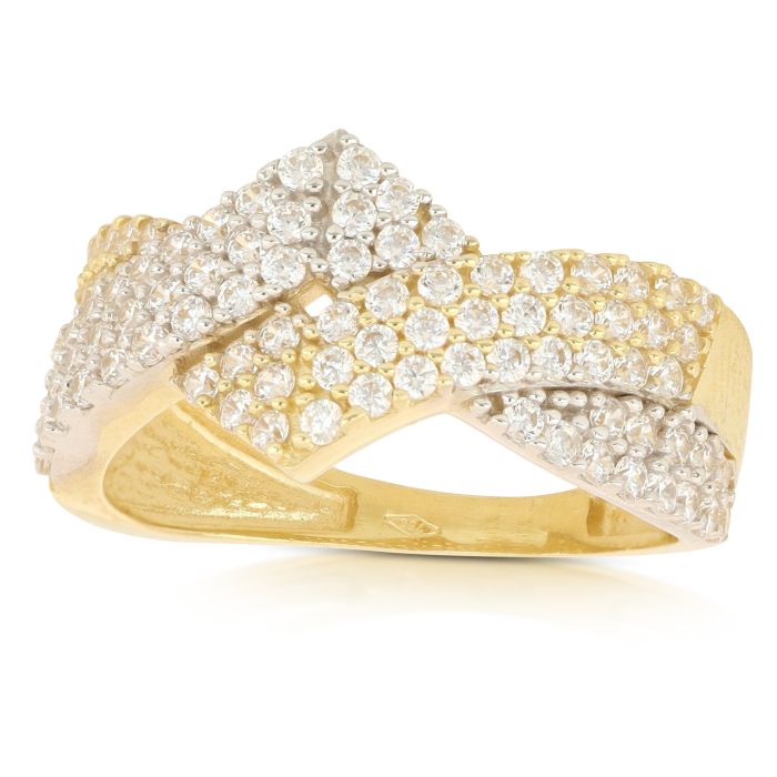 anello con zirconi in oro bianco e giallo da 4,30 gr