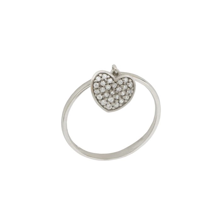 anello cuore pendente in oro bianco da 2,00 gr