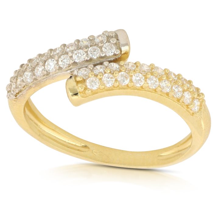 anello con zirconi in oro giallo e bianco da 2,50 gr.