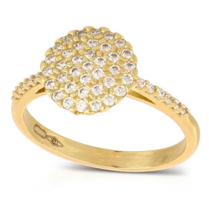 anello pavè tondo in oro giallo 18kt