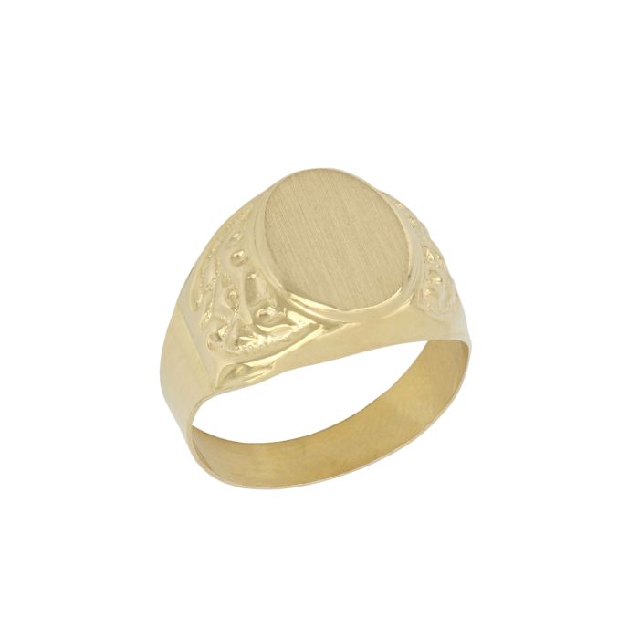 Anello da uomo in oro giallo 18 kt a scudo ovale