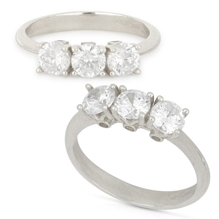 anello trilogy 4 griffe in oro bianco da 3,40 gr