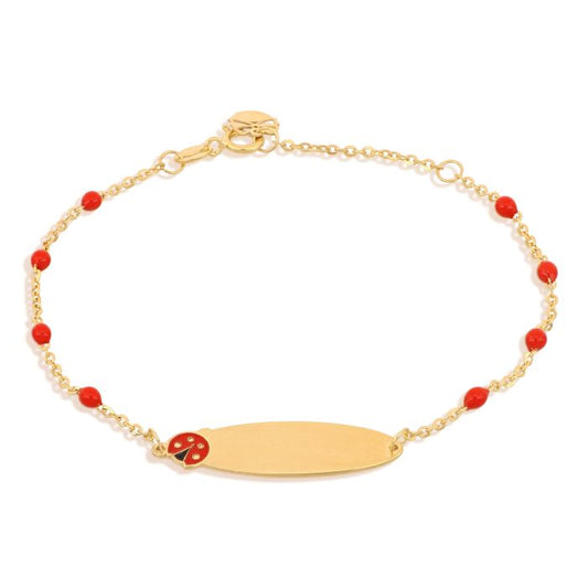 Bracciale con Targhetta e Coccinella in Oro Giallo