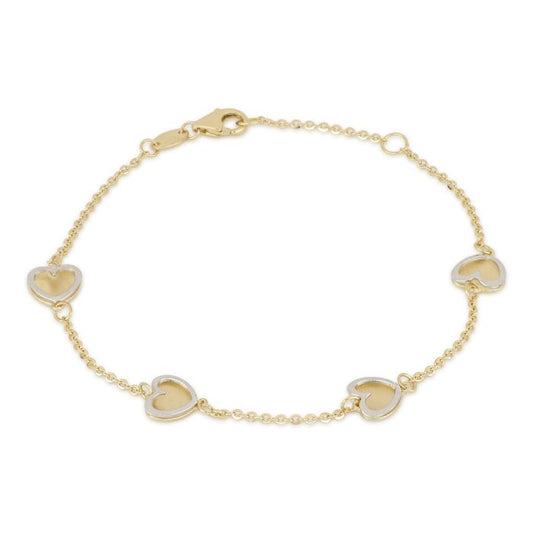 bracciale con cuori in oro giallo e bianco da 2,00 gr