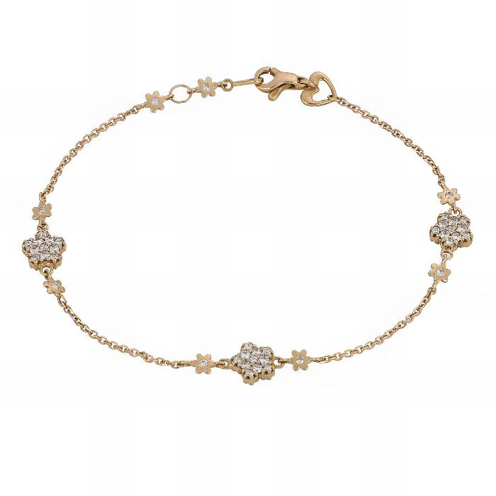 Bracciale con Fiori a Pavè in Oro Rosa