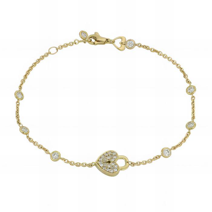 Bracciale con Lucchetto a Cuore in Oro Giallo