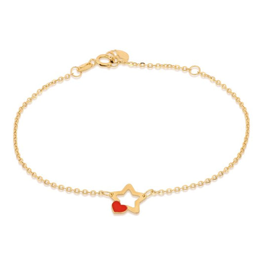 bracciale con stella e cuore in oro giallo