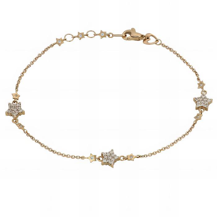 Bracciale con Stelle a Pavè in Oro Rosa