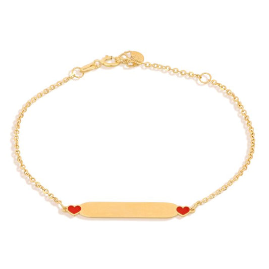 bracciale con targhetta e cuori in oro giallo