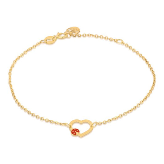 bracciale con cuore e coccinella in oro giallo
