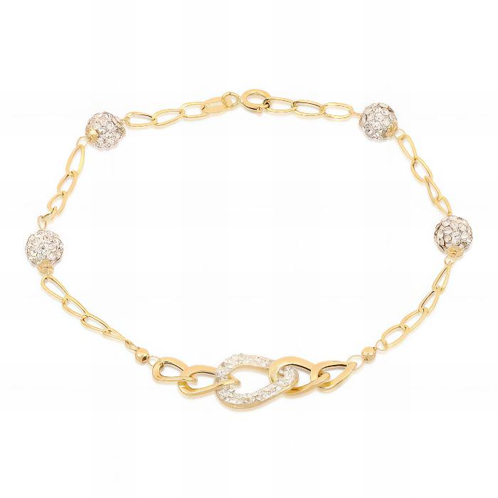Zweifarbiges ovales Gliederkettenarmband aus 18 kt Gold IS986GB