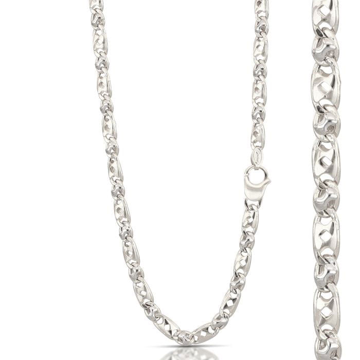 Catena godronata da uomo in oro bianco 18 kt
