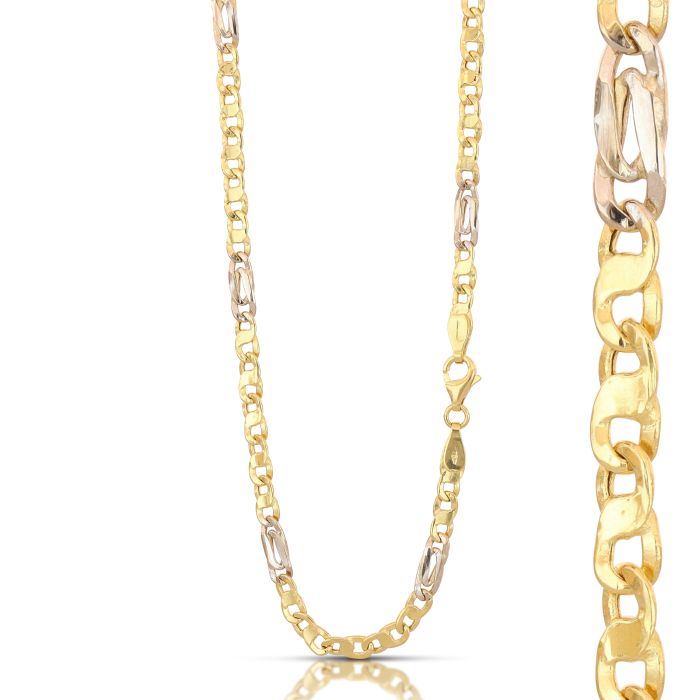 Catena tipo 8 alternato in oro giallo e bianco