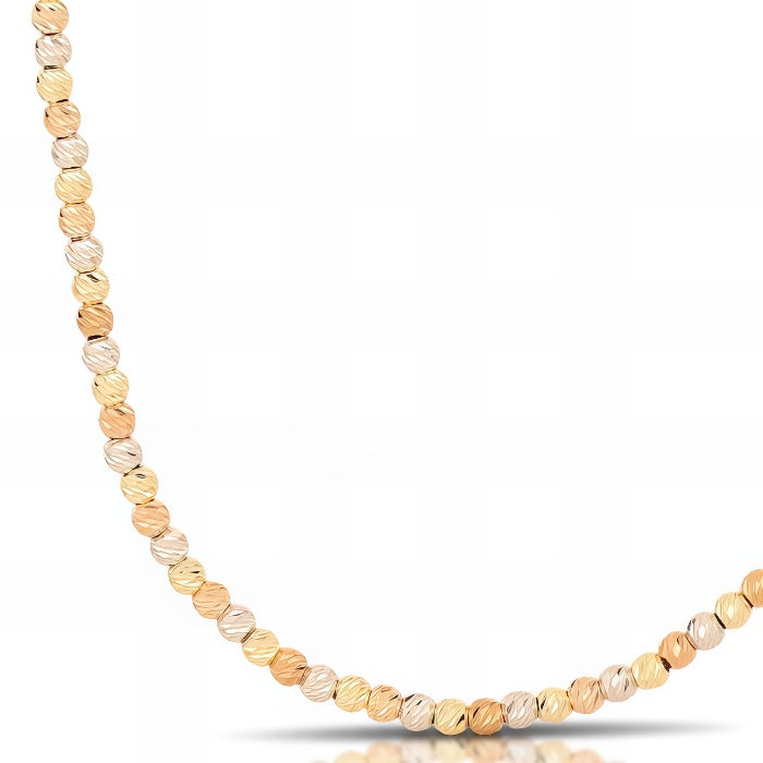 Collana con Palline in Oro Giallo, Bianco e Rosa