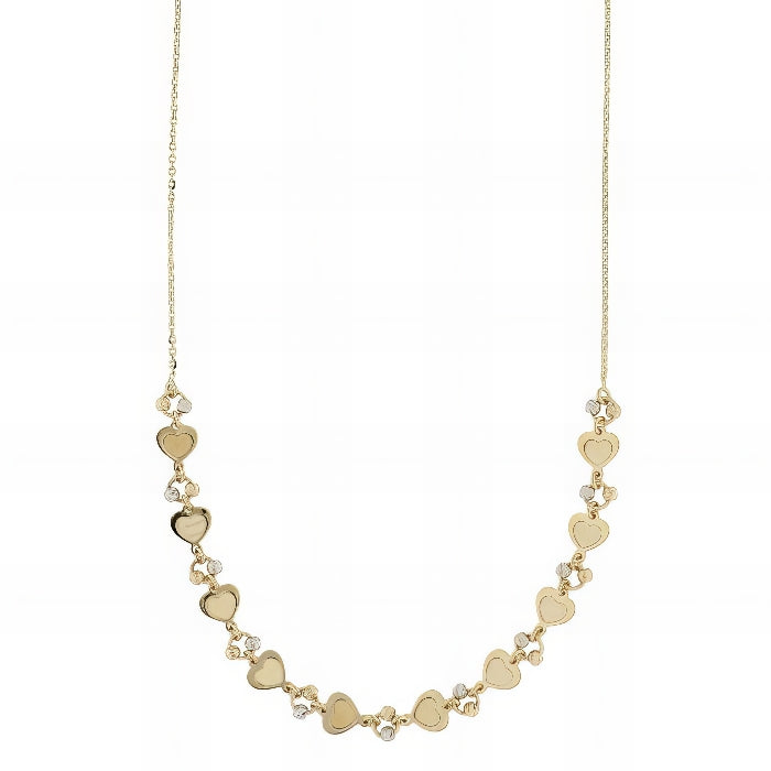 Collana con Cuori in Oro Giallo e Bianco