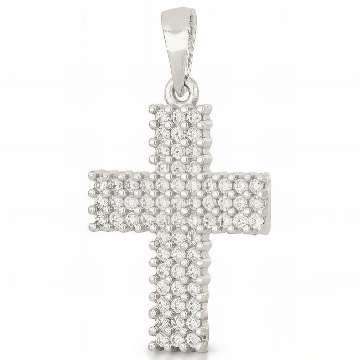 Croce Bianca con Zirconi In Oro Bianco