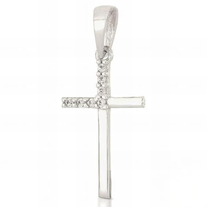Croce Bianca con Zirconi In Oro Bianco
