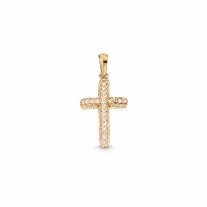croce con zirconi in oro giallo 18kt da 0,90 gr.