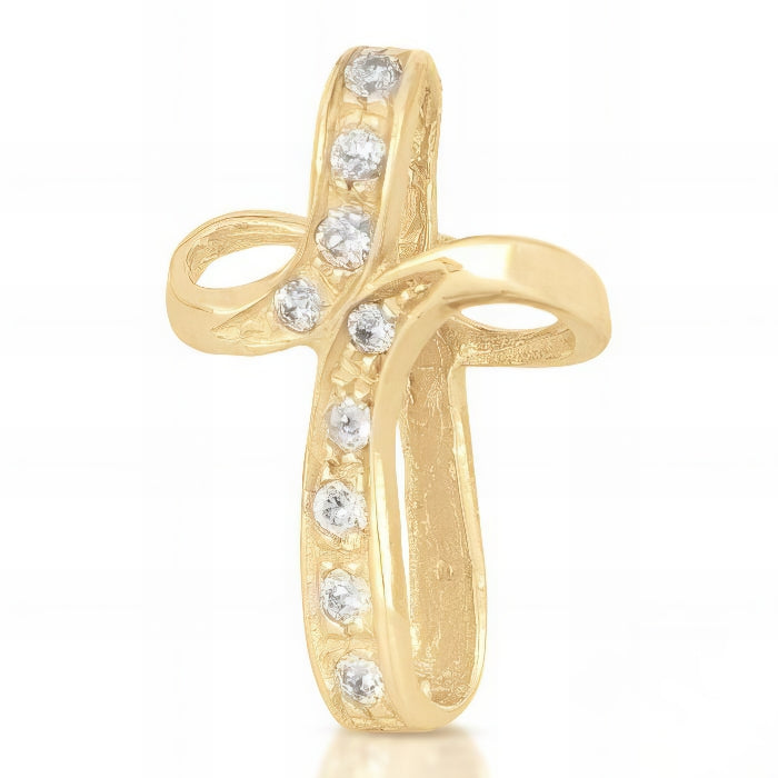 Croce in Oro Giallo con Zirconi da 1,30 gr.