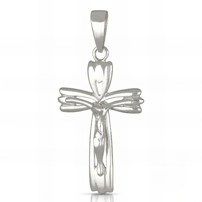 Croce Piena con Cristo in Oro Bianco