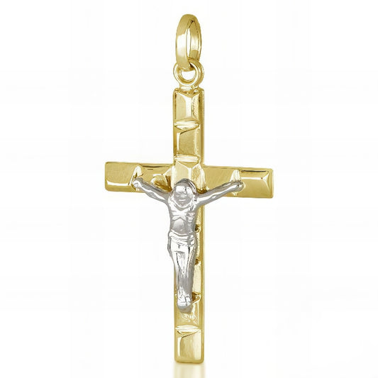 Croce con Cristo in Oro Giallo e Bianco da 1,30 gr.