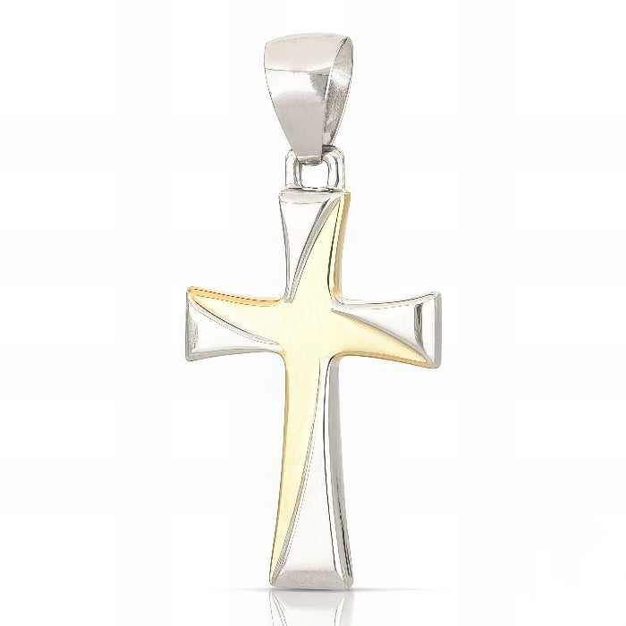Croce in Oro Bianco e Giallo da 1,20 gr.