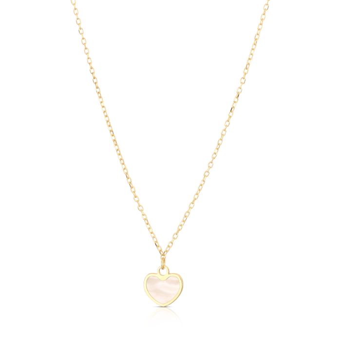 girocollo con cuore madreperla in oro giallo 18kt da 1,00 gr.