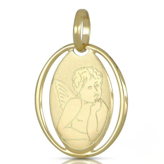 medaglia con angelo in oro giallo