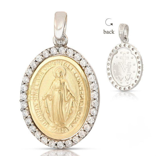 ciondolo madonna in oro bicolore