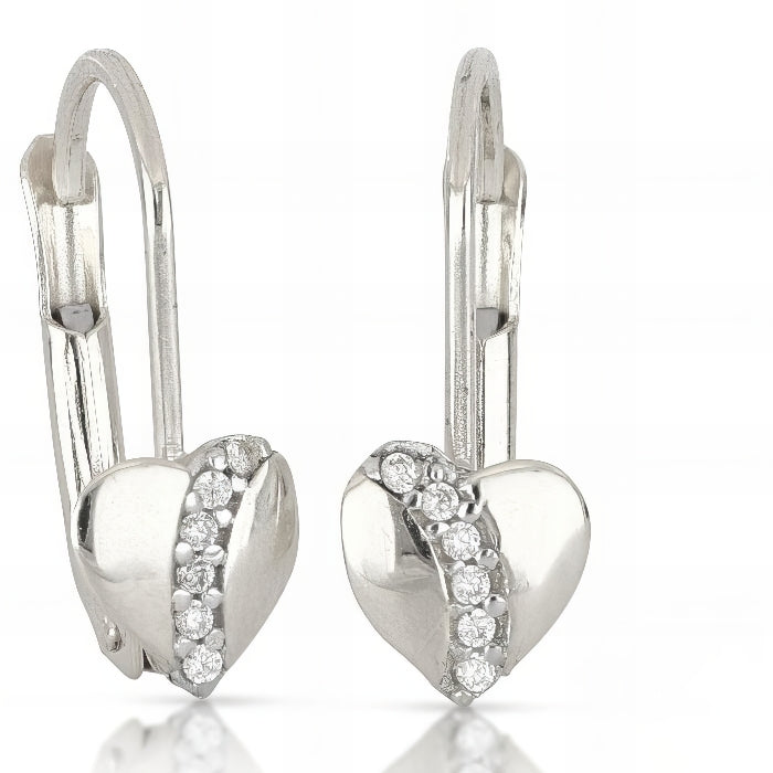 orecchini cuore con zirconi in oro bianco