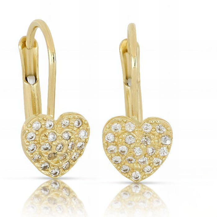 orecchini cuore con zirconi in oro giallo a monachina da 1,90 gr