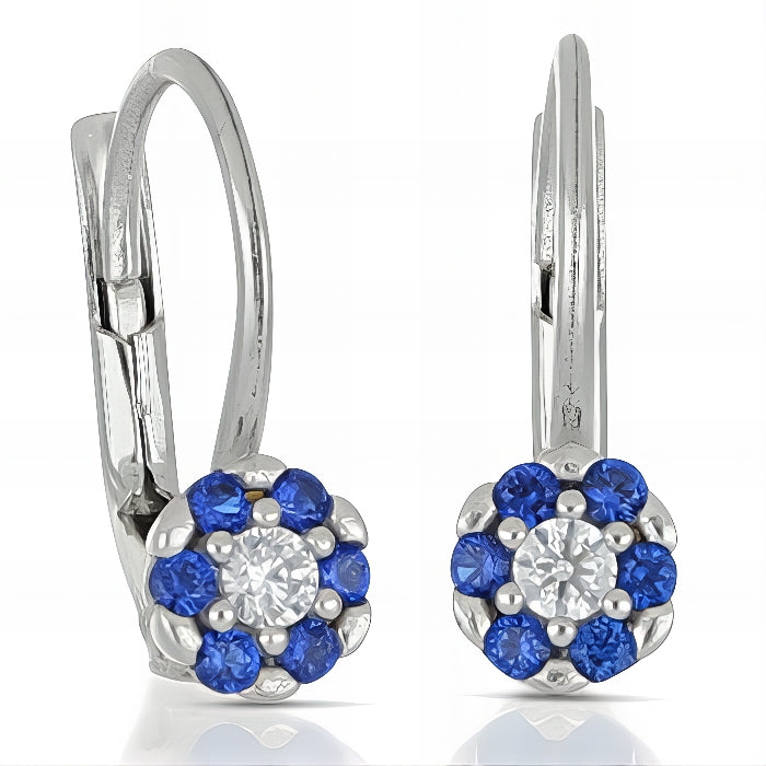 Orecchini con pietre blue in oro bianco a monachina