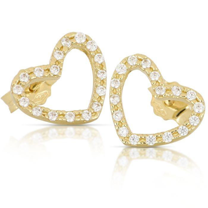 orecchini cuore con zirconi in oro giallo da 2,00 gr