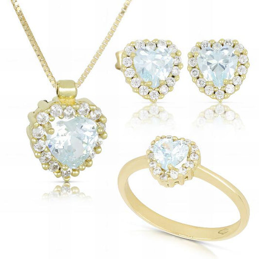 Parure Cuore Azzurro In Oro Giallo